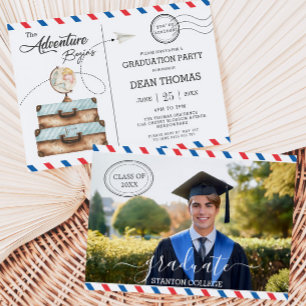 Postcard Luggage Adventure Begins Graduation Party