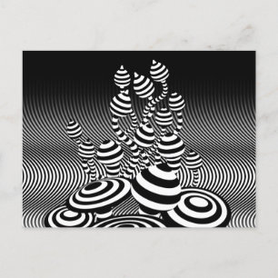 Postcard Magic Mushrooms optical geometric design.