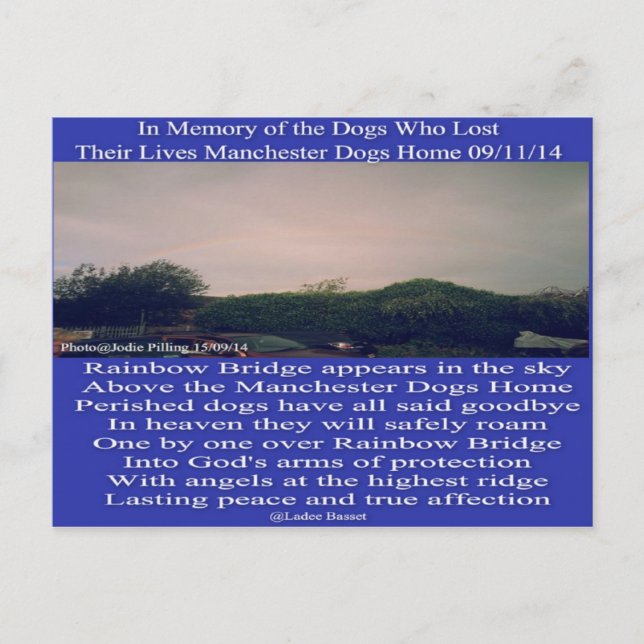 Postcard Manchester Rainbow Poem (Front)