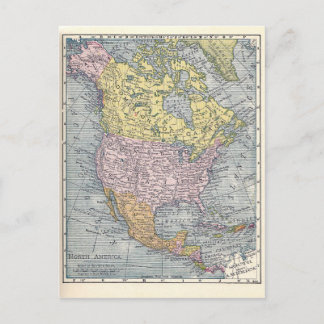 Postcard:  Map of North America, 1921 Postcard