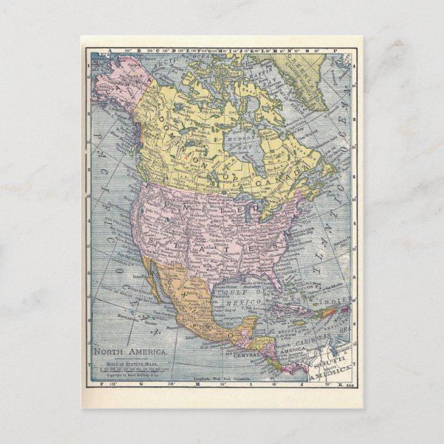 Postcard:  Map of North America, 1921 Postcard (Front)