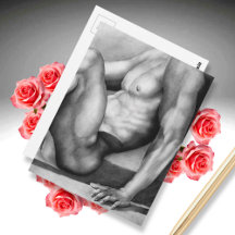 Postcard Masculine Art Male-nude Bodybuilder Model