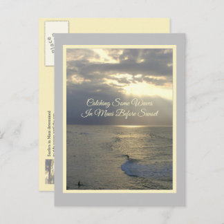 POSTCARD, MAUI SURFERS CATCHING THE LAST WAVES OF POSTCARD