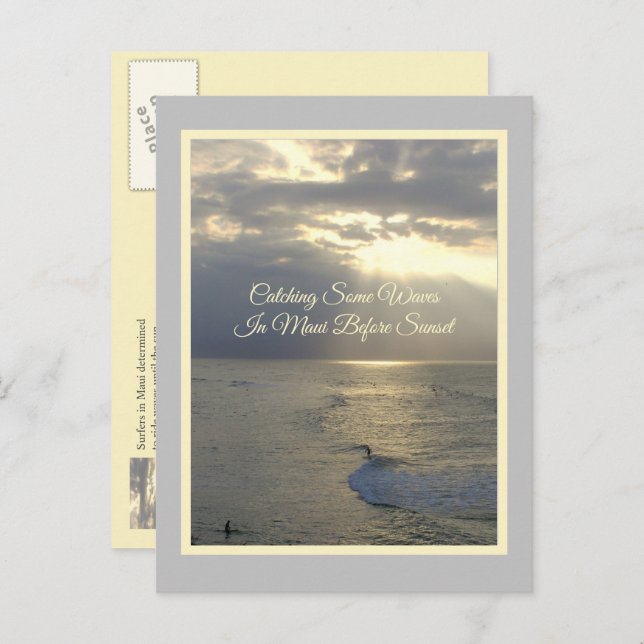 POSTCARD, MAUI SURFERS CATCHING THE LAST WAVES OF  POSTCARD (Front/Back)