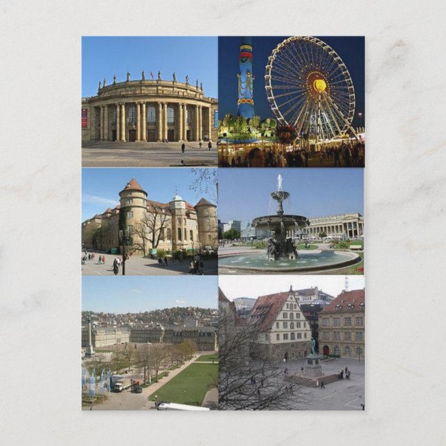 Postcard Monuments Of Stuttgart, Germany (Front)