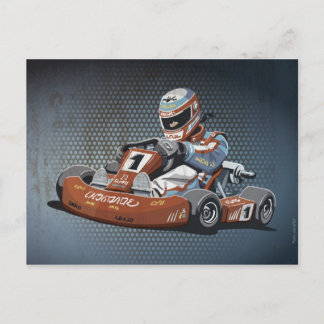 Postcard Motor Racing Go-Kart Driver