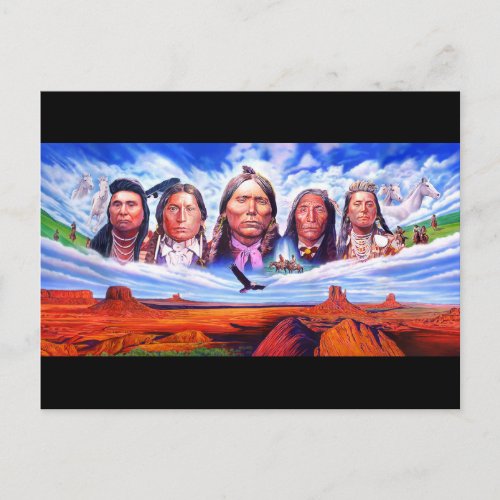 Postcard Native American Indian Chiefs Artwork