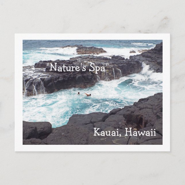 postcard, "NATURE'S SPA"/QUEEN'S BATH AREA/KAUAI Postcard (Front)