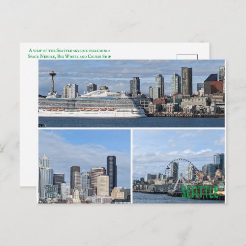 Postcard of a collage of Seattles Skyline
