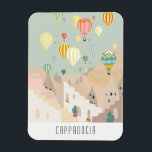 Postcard Of Cappadocia | Kapadokya Balloon Magnet<br><div class="desc">Fantasy abstract painting artwork of magical colorful hot air balloon show in Cappadocia in Turkey,  featured on a postcard from Goreme,  Cappadocia. Whimsical colorful contemporary hot air balloons painting,  featuring Kapadokya,  Cappadocia balloons. Dreamy and magical gold balloon travel Cappadocia art gifts and home decor. Daydreaming of Cappadocia</div>