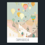 Postcard Of Cappadocia | Kapadokya Balloon Poster<br><div class="desc">Fantasy abstract painting artwork of magical colorful hot air balloon show in Cappadocia in Turkey,  featured on a postcard from Goreme,  Cappadocia. Whimsical colorful contemporary hot air balloons painting,  featuring Kapadokya,  Cappadocia balloons. Dreamy and magical gold balloon travel Cappadocia art gifts and home decor. Daydreaming of Cappadocia</div>