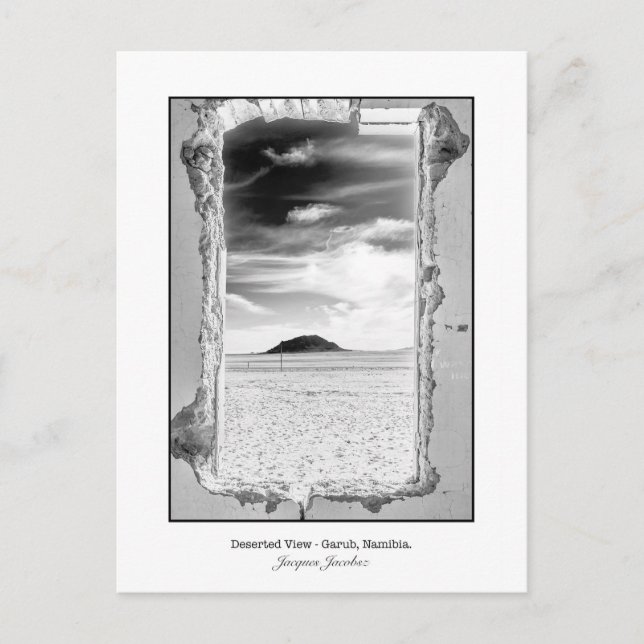 Postcard of Desert Landscape view through Window (Front)