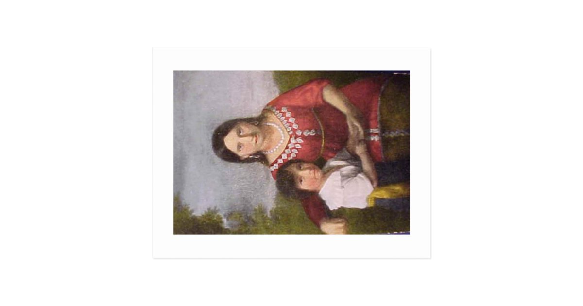 Postcard of Pocahontas with her son. | Zazzle.com