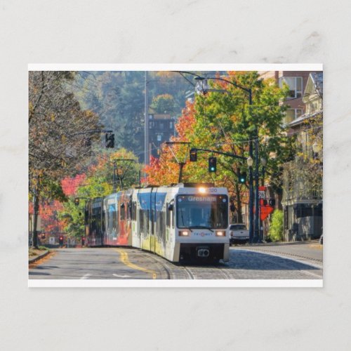 Postcard of Portland Oregon light rail train