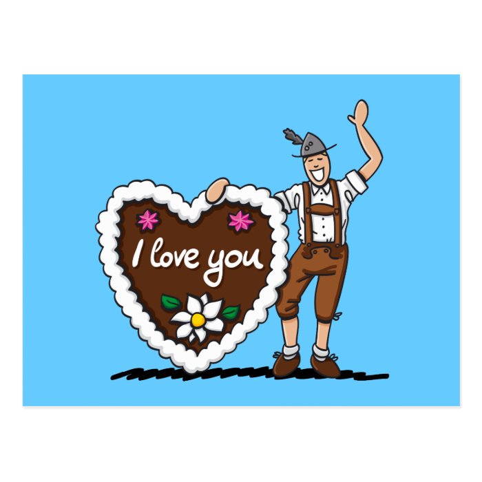 Postcard Oktoberfest Gingerbread Heart Lederhosen