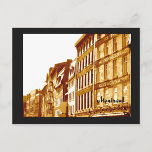 postcard Old Montreal sepia photo street scene
