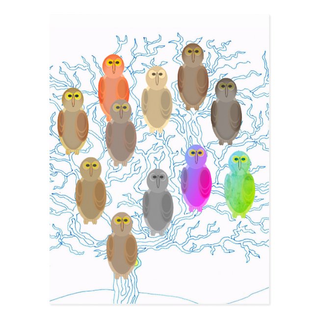 Postcard - Owl Family Tree