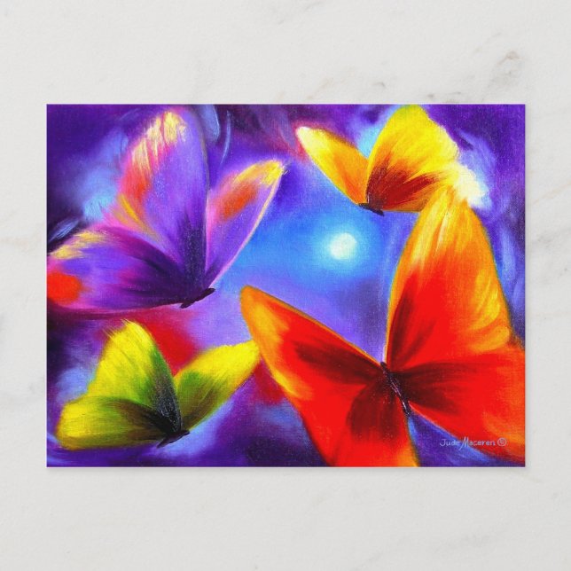 Postcard Parade Of Colorful Butterflies Painting (Front)