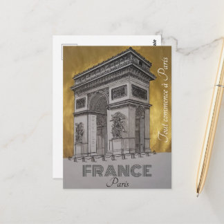Postcard Paris France the arch of triumph