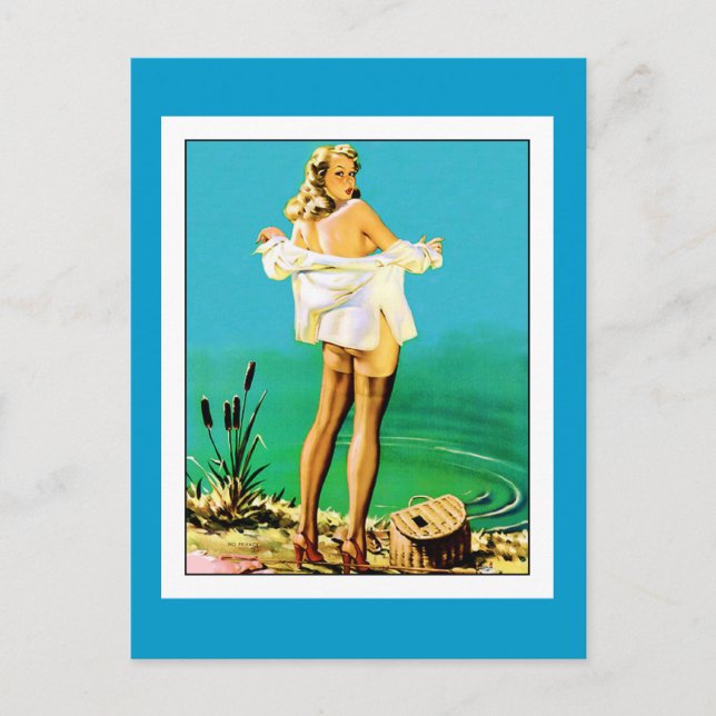 Postcard Pin up Girls Art Vintage Retro Print (Front)