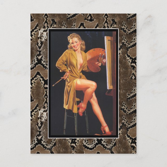 Postcard Pin up Girls Art Vintage Retro Print (Front)