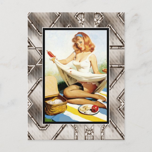 Postcard Pin up Girls Art Vintage Retro Print (Front)