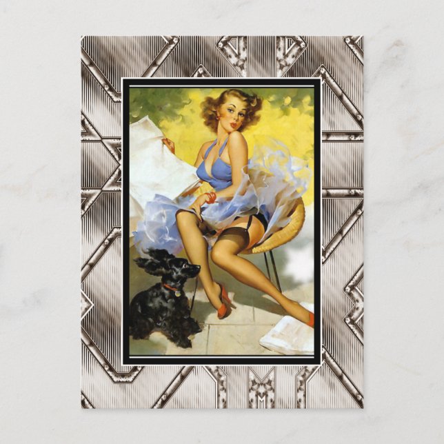 Postcard Pin up Girls Art Vintage Retro Print (Front)