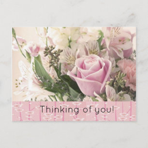 Postcard Pink Rose Floral Thinking of you