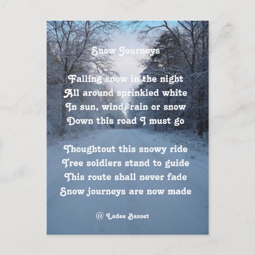 Postcard Poem Snow Journey By Ladee Basset