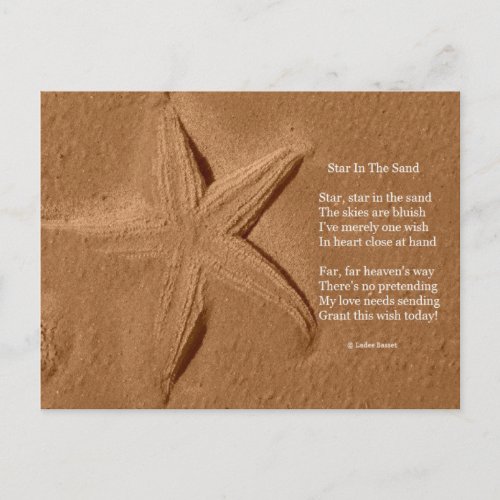 Postcard Poem Star In The Sand By Ladee Basset
