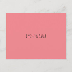 Postcard Postcard i miss you pink, simple