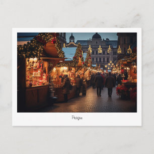 Postcard Prague Christmas night in Czech Republic