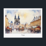 Postcard Prague Christmas night in Czech Republic<br><div class="desc">Postcard with Prague Christmas Market twilight,  scenic medieval city in Czech Republic</div>