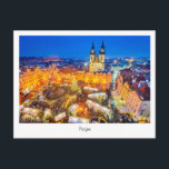 Postcard Prague Christmas night in Czech Republic<br><div class="desc">Postcard with Prague Christmas Market twilight,  scenic medieval city in Czech Republic</div>