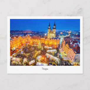 Postcard Prague Christmas night in Czech Republic