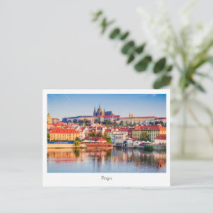 Postcard Prague night in Czech Republic