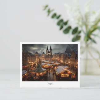 Postcard Prague night in Czech Republic