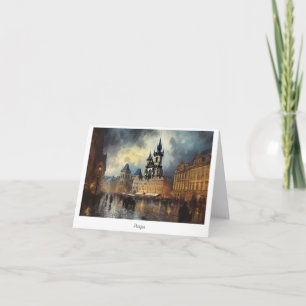 Postcard Prague night in Czech Republic