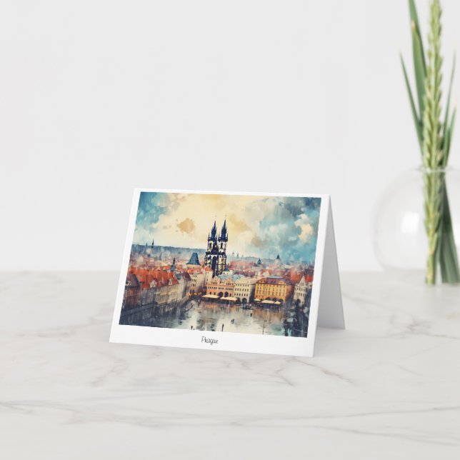 Postcard Prague night in Czech Republic (Front)