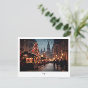 Postcard Prague night in Czech Republic