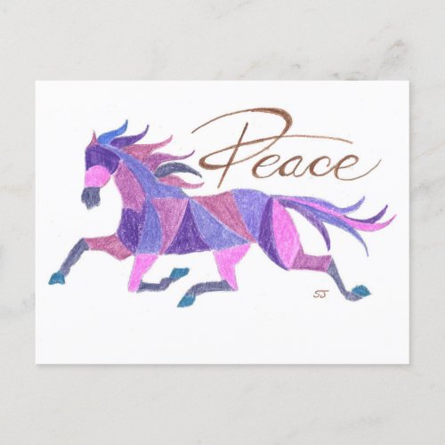 Postcard Purple Peace Horse By Sherry Jarvis