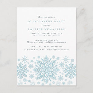 POSTCARD Quinceanera Blue Snowflake Invitation