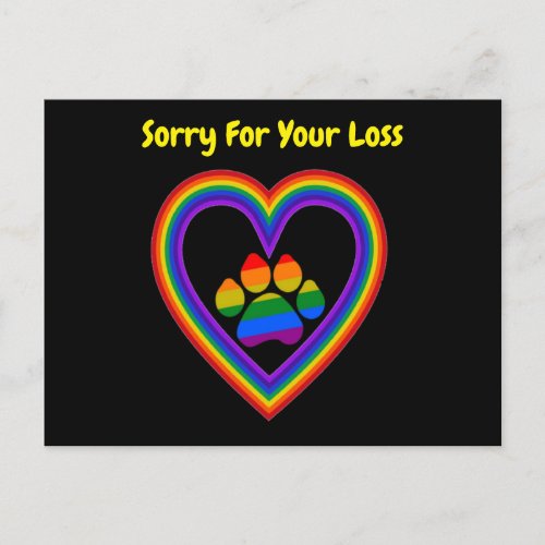 Postcard Rainbow Heart  Paw Sorry For Your Loss