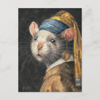 Postcard "rat With A Yogie Earring" Painting by KMCoriginals at Zazzle