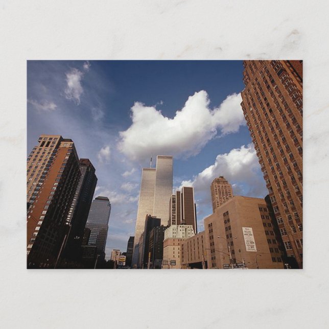 Postcard Reflection Image of WTC Twin Towers NYC (Front)