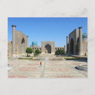 Postcard Registan place in Samarkand, Uzbekistan