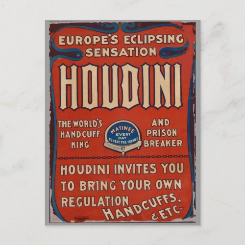 Postcard Reproduction Vintage Poster Houdin