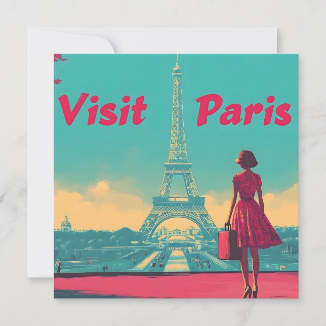 Postcard Retro Eiffel Tower Travel Illustration (Front)