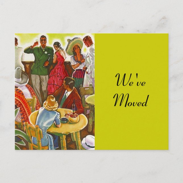 Postcard Retro Festive Southwest Moved New Address (Front)