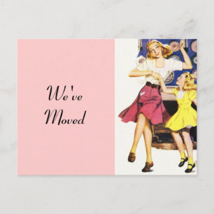 Postcard Retro Fun Mom Daughter Moved New Address